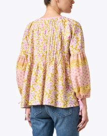 Back image thumbnail - D'Ascoli - Delphine Yellow and Pink Print Top