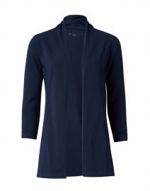 Midnight Blue Cotton Ruched Sleeve Cardigan