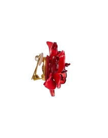 Back image thumbnail - Oscar de la Renta - Red Rose Stud Earrings