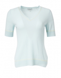 Light Blue with Lime Piping Cashmere Top