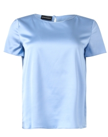 Blue Silk Satin T-Shirt
