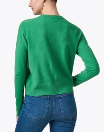 Back image thumbnail - Vince - Green Wool Cashmere Cardigan