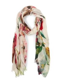Pink and White Floral Print Cashmere Scarf