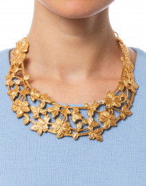 Gold Floral Fan Necklace