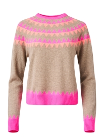 Val Tan Multi Intarsia Cashmere Sweater 