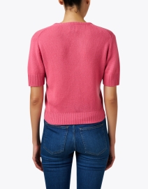 Back image thumbnail - Allude - Pink Cashmere V-Neck Sweater