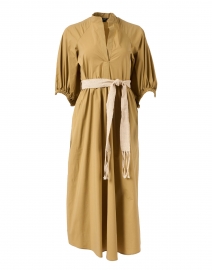 Camel Stretch Cotton Elbow Sleeve Dress