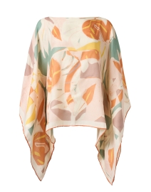 Product image thumbnail - Rani Arabella - Peach Multi Print Cashmere Silk Poncho