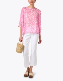 Look image thumbnail - WHY CI - Pink Floral Print Cotton Blouse