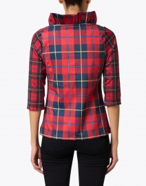 Back image thumbnail - Gretchen Scott - Plaidly Red Plaid Ruffle Neck Top