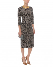Dramma Grey and Black Leopard Print Wool Jersey Dress