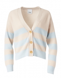 Light Blue and Ivory Striped Wool and Cashmere Cardigan