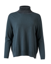 Petrolio Teal Shimmer Turtleneck Sweater