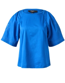 Product image thumbnail - Weekend Max Mara - Livorno Blue Embroidered Top