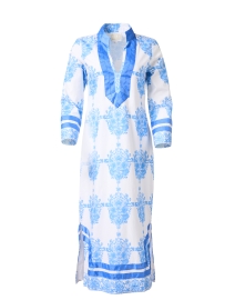 Product image thumbnail - Sail to Sable - White and Blue Print Cotton Tunic Dress
