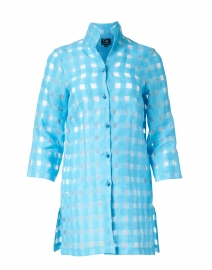 Rita Aqua Sheer Plaid Linen Shirt