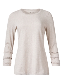 Ivory Pima Cotton Ruched Sleeve Tee