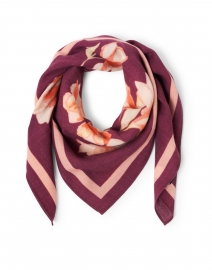 Arya Bordeaux and Pink Floral Print Wool Scarf