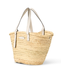 Front image thumbnail - Poolside - Essaouria White Woven Palm Tote Bag