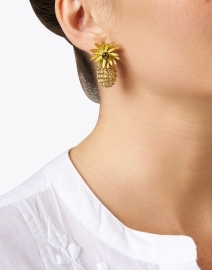 Look image thumbnail - Oscar de la Renta - Flower Post Drop Earrings 