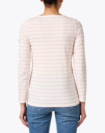 Back image thumbnail - Saint James - Minquidame Ivory and Pink Striped Cotton Top