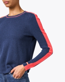 Extra_1 image thumbnail - Lisa Todd - Navy Cotton Contrast Stripe Top