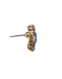 Back image thumbnail - Oscar de la Renta - Blue Crystal Stud Earrings