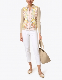 Look image thumbnail - Rani Arabella - Melon Firenze Print Cashmere Silk Sweater Jacket