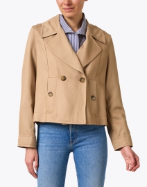 Front image thumbnail - Marc Cain - Beige Crop Double Breasted Coat