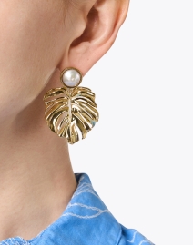 Look image thumbnail - Mignonne Gavigan - Gold Palm Pearl Earrings