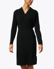 Front image thumbnail - Allude - Black Wool Cashmere Wrap Dress