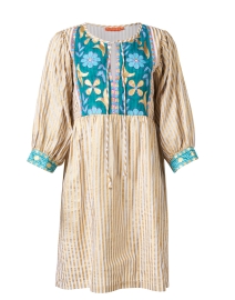 Product image thumbnail - Oliphant - Gold and Turquoise Print Cotton Dress