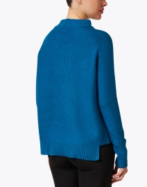 Back image thumbnail - Kinross - Blue Garter Stitch Cotton Sweater