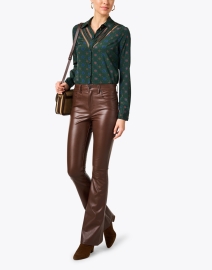 Look image thumbnail - Veronica Beard - Beverly Brown Faux Leather High Rise Flare Pant