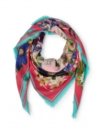 Phoebe Pink Floral Printed Wool and Cashmere Scarf