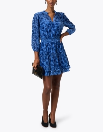 Look image thumbnail - Shoshanna - Sasha Blue Floral Velvet Dress