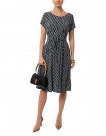 Argo Blue and Camel Printed Jersey Dress