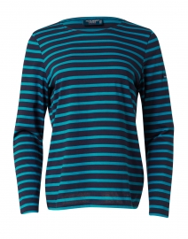 Minquidame Navy and Electric Blue Striped Cotton Top