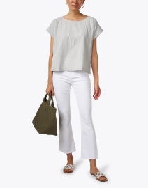 Look image thumbnail - Eileen Fisher - White Striped Cotton Shirt