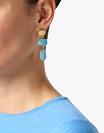 Look image thumbnail - Nest - Gold and Blue Drop Earrings