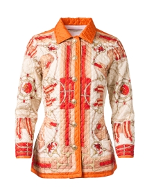 Orange Stirrup Printed Silk Quilted Jacket 