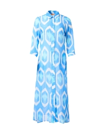Blue Ikat Cotton Silk Shirt Dress