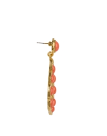 Back image thumbnail - Kenneth Jay Lane - Gold and Coral Teardrop Earrings