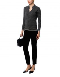 Black and Grey Houndstooth Cotton Sweater