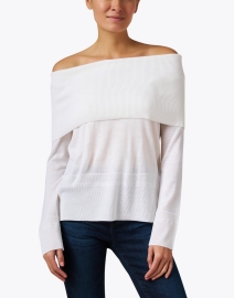 Front image thumbnail - Max Mara Leisure - Tiglio White Wool Off The Shoulder Sweater