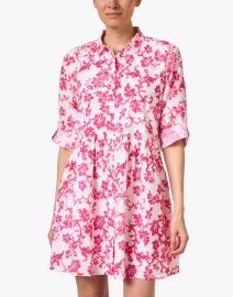 Front image thumbnail - Ro's Garden - Deauville Pink and White Print Shirt Dress