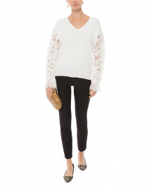White Sweater with Lace Sleeves