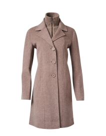 Product image thumbnail - Kinross - Taupe Wool Cashmere Layered Coat