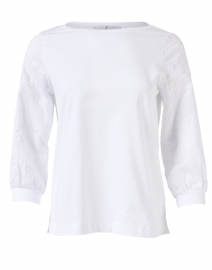 White Floral Embroidery Cotton Jersey Top