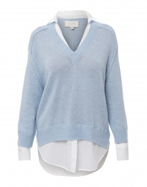 Sky Blue Sweater with White Underlayer